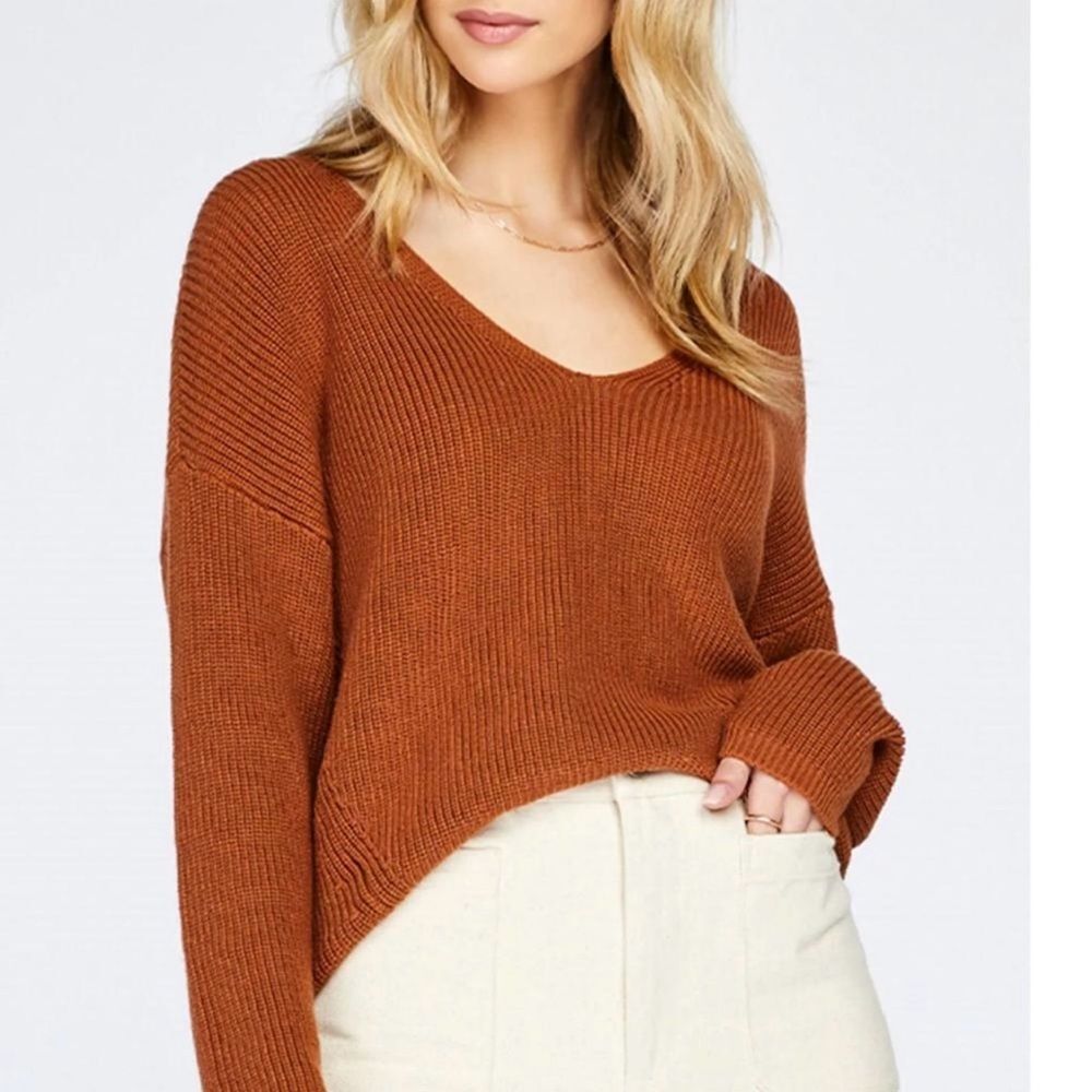 NWT Gentle Fawn Tucker Pullover Sweater Toffee V-Neck Long Sleeve Relaxed Medium